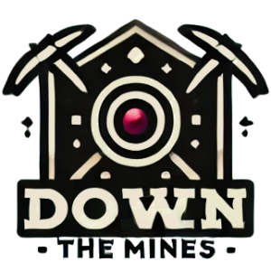 Le logo de Down the Mines, un jeu inspiré d'Harvest Moon DS dans lequel le joueur doit aller le plus profondément possible dans une mine.